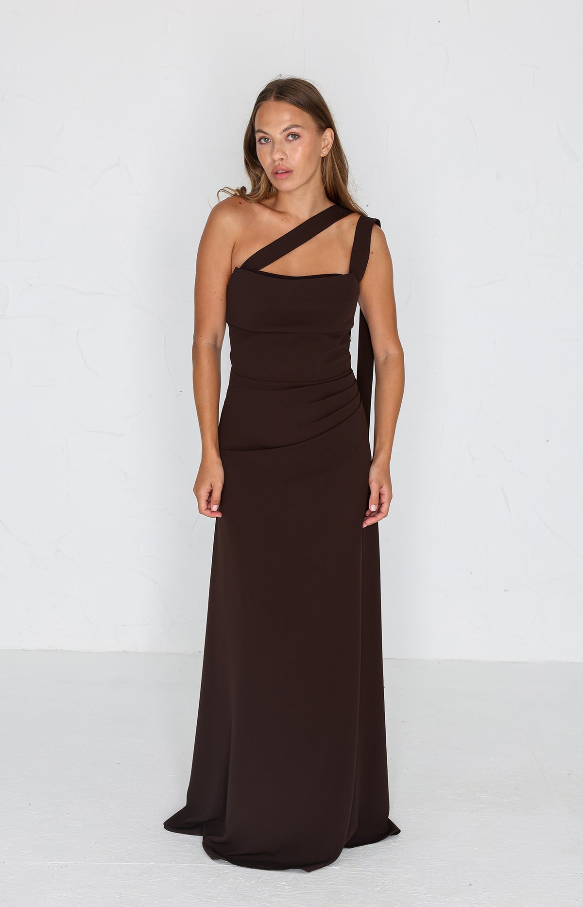 Millie Crepe Gown - Chocolate Brown AS