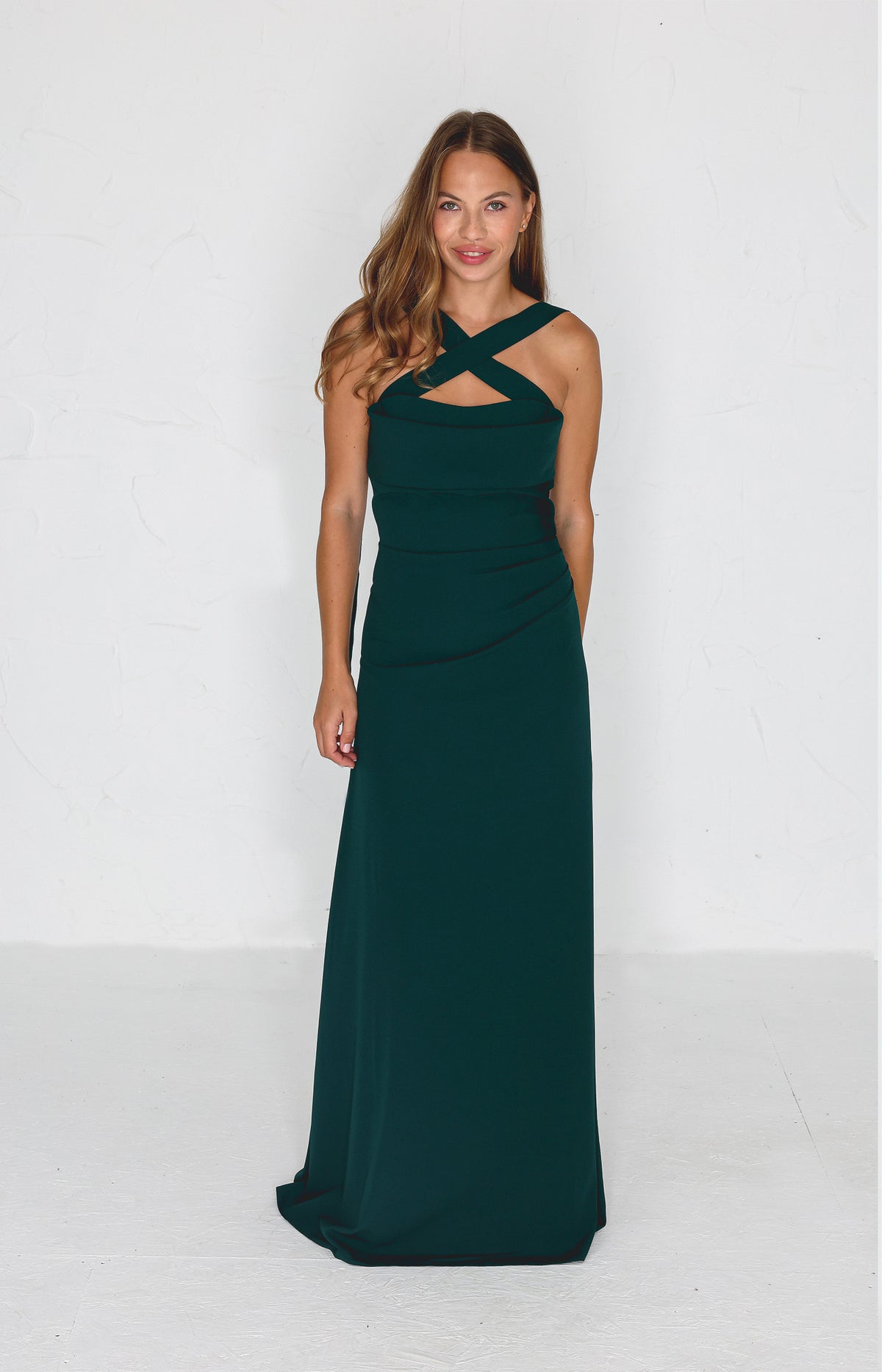 Millie Crepe Gown - Dark Emerald Green AS