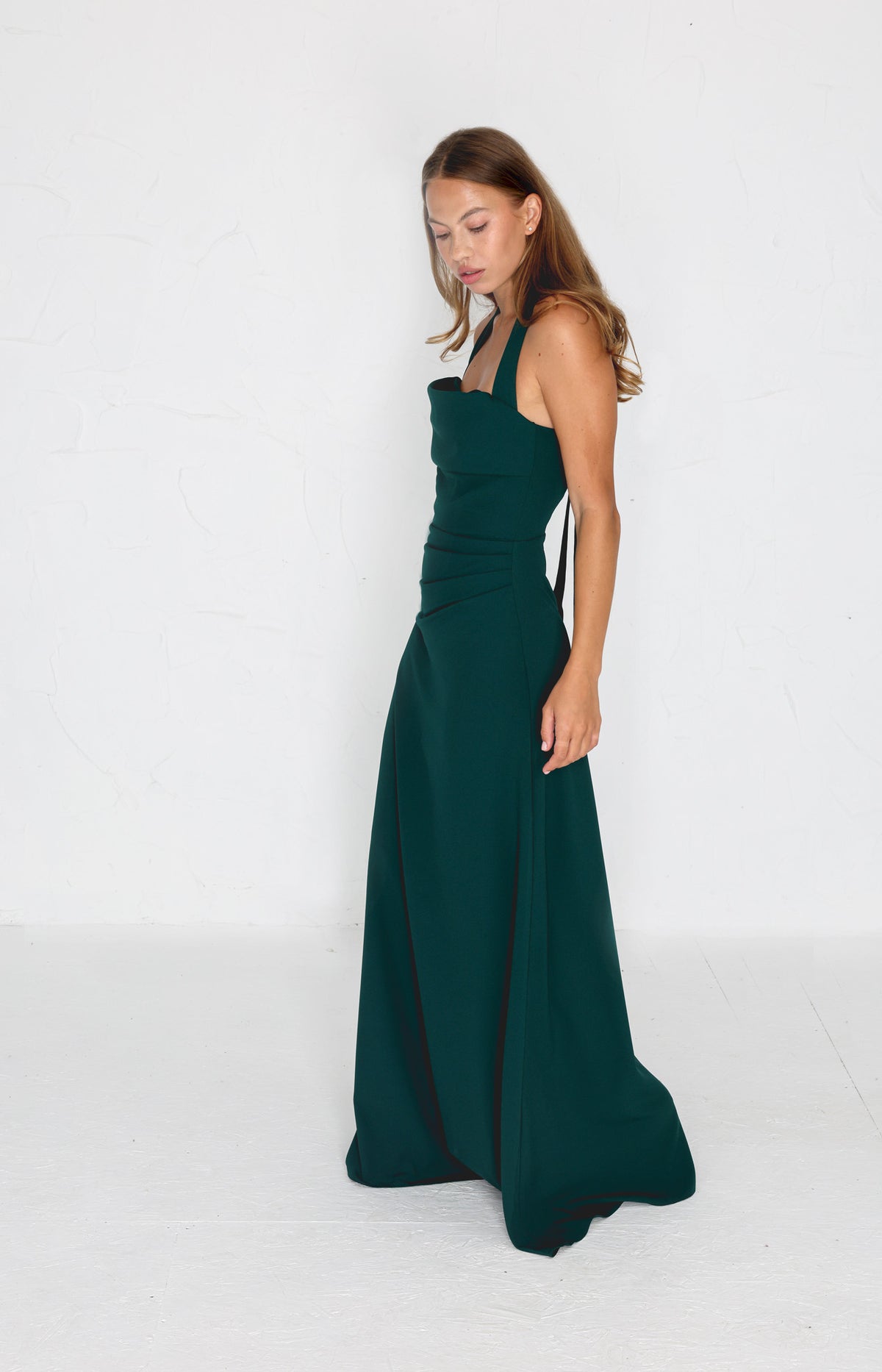 Millie Crepe Gown - Dark Emerald Green AS