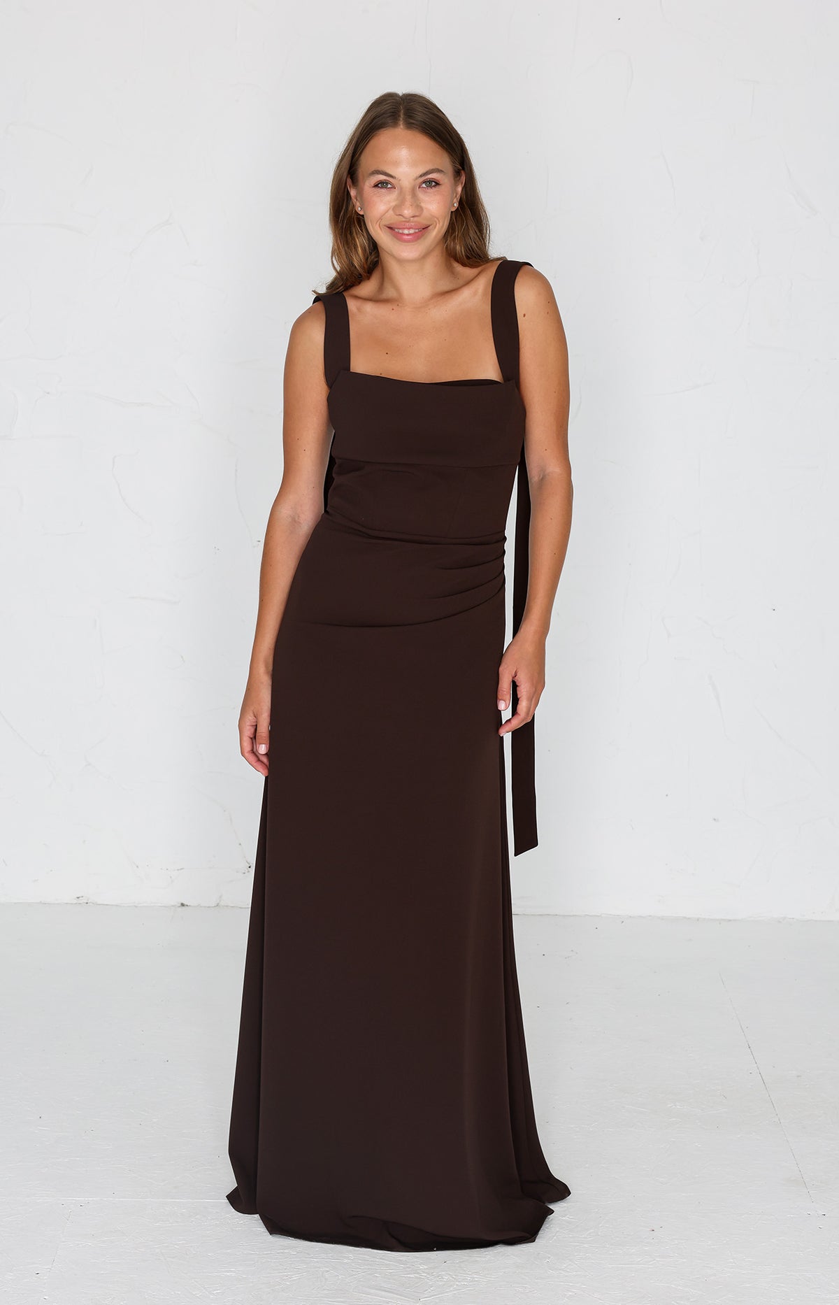 Millie Crepe Gown - Chocolate Brown AS