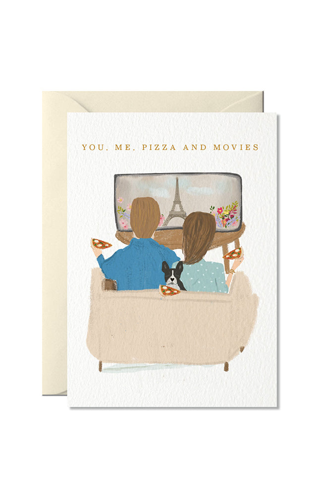 You, Me, Pizza and Movies - Greeting Card