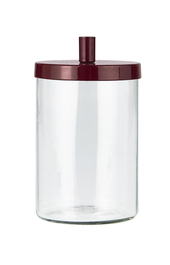 Candle holder w/metal lid bordeaux