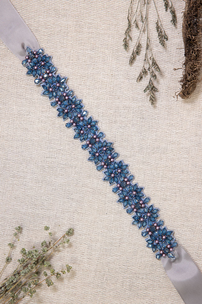 Amaya Beaded Belt - Blue