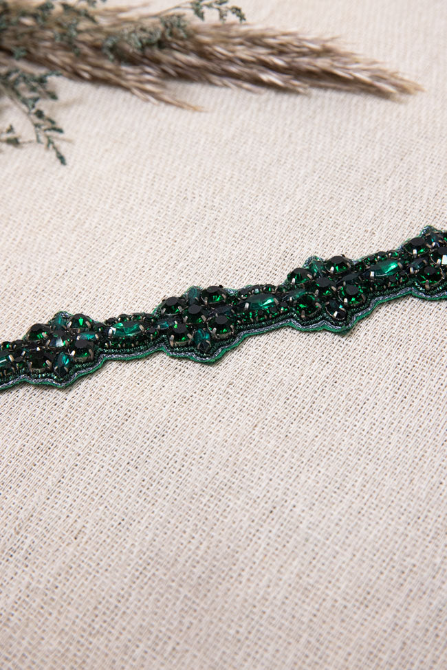 Harvey Beaded Belt - Forest Green