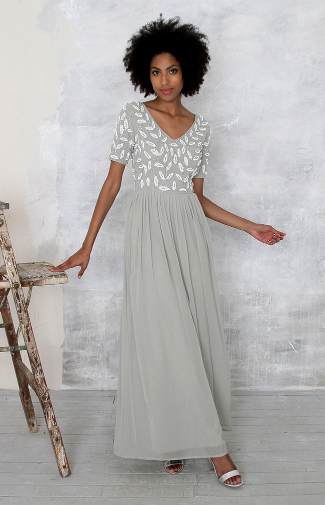green emerald velvet dress Eden Chiffon Gown main image 1