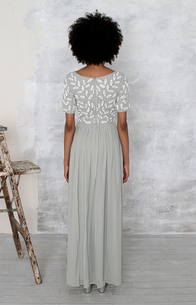 Leandra Hand Embellished Gown - Sage