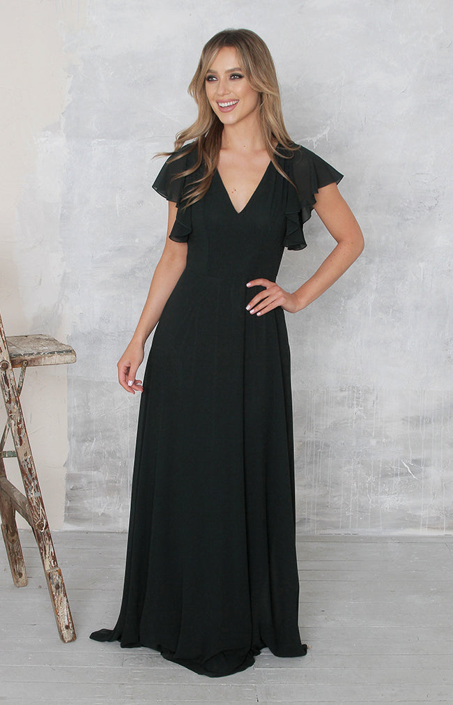 Forest Green Maye Gown | Chiffon Formal Dress by Folkster Forest Green Maye Gown | Chiffon Formal Dress by Folkster