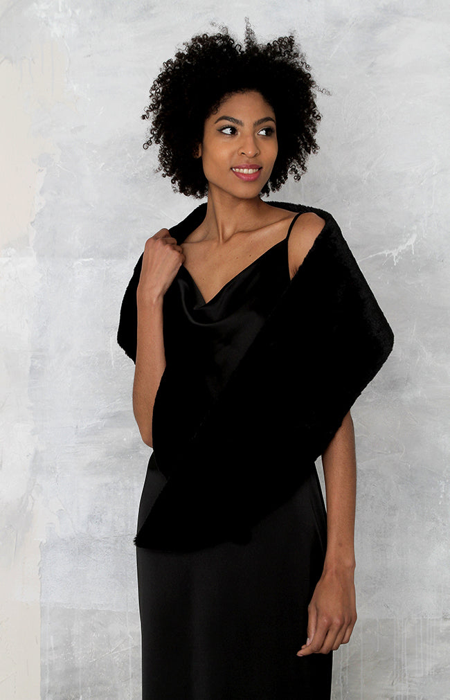 blue dress for baby girl Black Wedding / Bridal Faux Fur Shawl (Lilian Blk03) – Sissily Designs