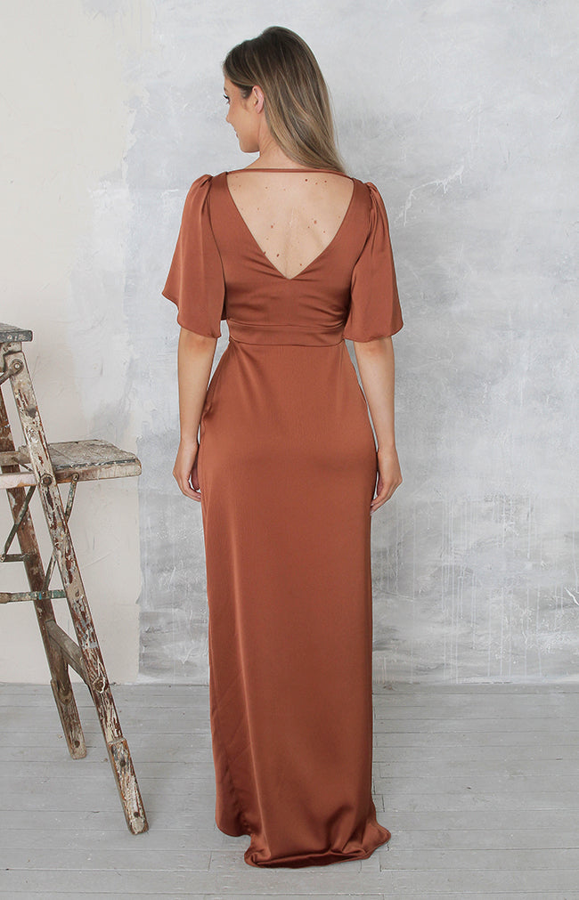 Renata High Back Gown - Rust