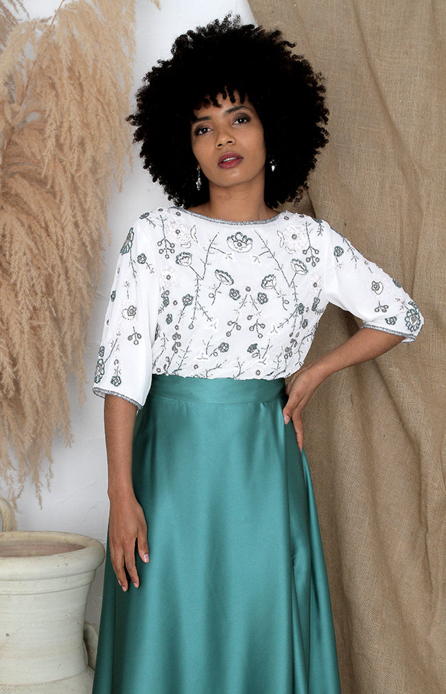 Sadhbh Beaded Top - Ivory Multi