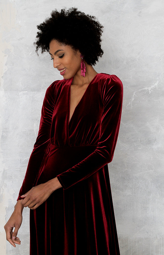 Helene Velvet Gown - Burgundy