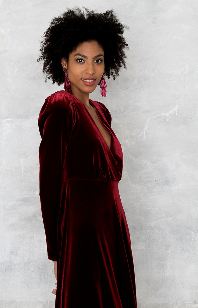 Helene Velvet Gown - Burgundy