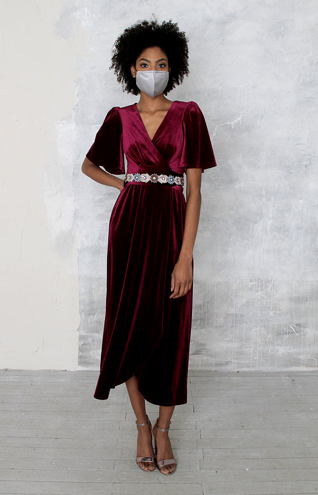 Verity Velvet Dress - Mulberry