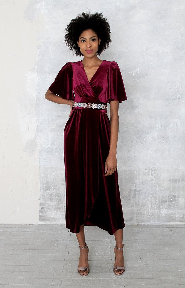 Verity Velvet Dress - Mulberry