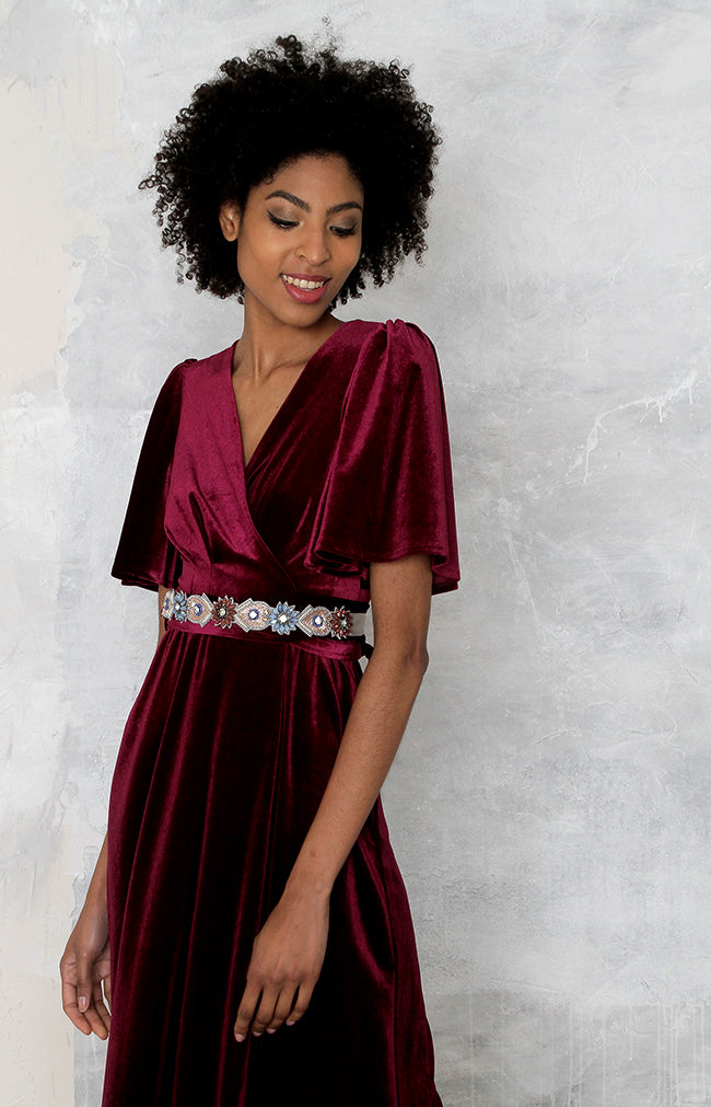 Verity Velvet Dress - Mulberry