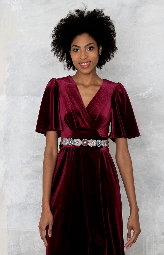 Verity Velvet Dress - Mulberry