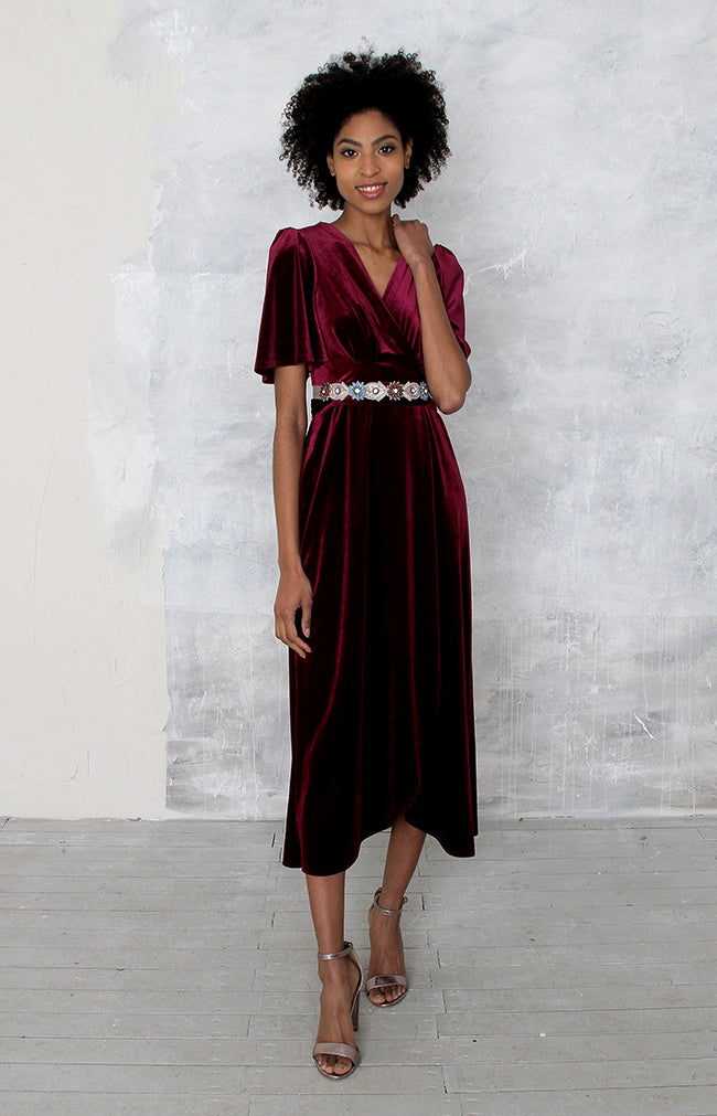 Verity Velvet Dress - Mulberry
