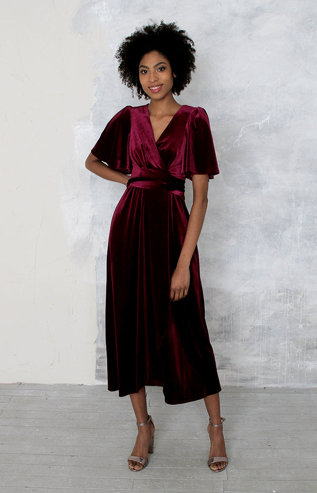 Verity Velvet Dress - Mulberry