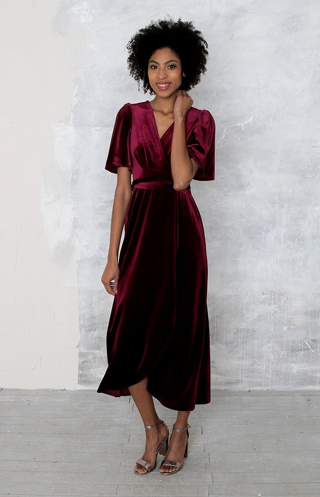 Verity Velvet Dress - Mulberry