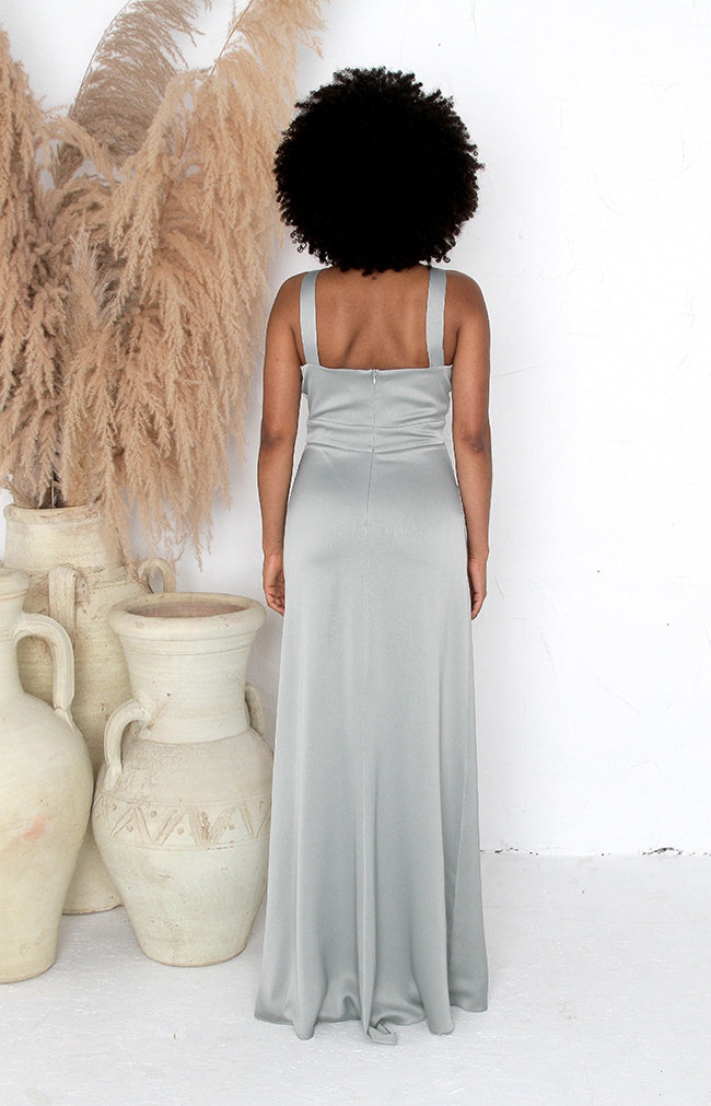 Lopez Satin Gown - Sage