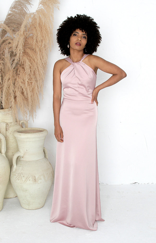 Lopez Satin Gown - Dusty Rose