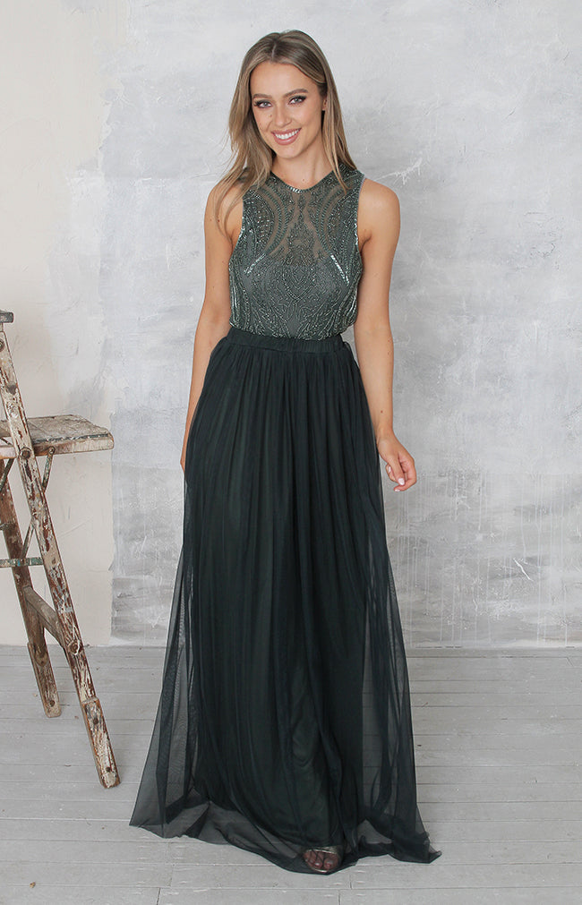 Phoebe Tulle Skirt - Forest Green