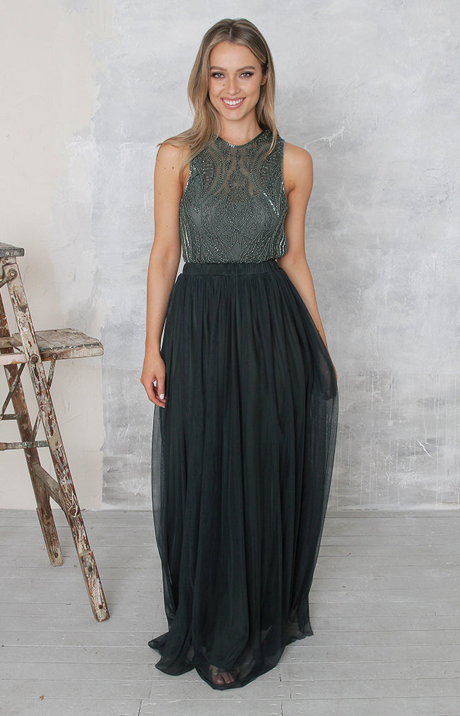 Phoebe Tulle Skirt - Forest Green