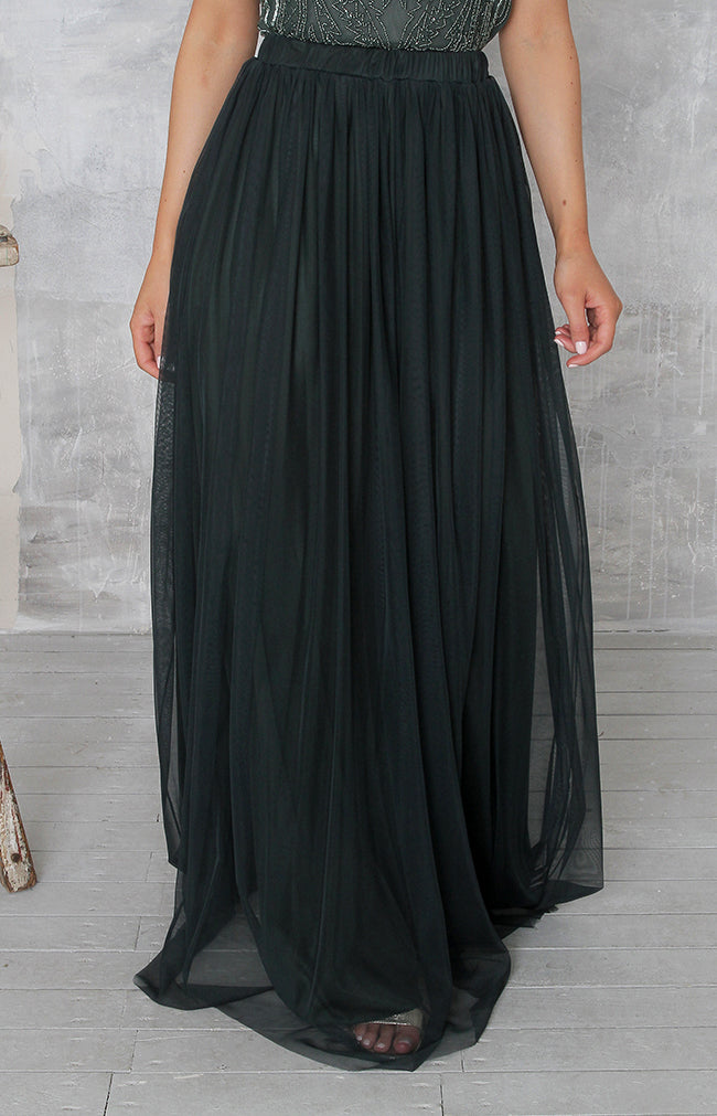 Phoebe Tulle Skirt - Forest Green