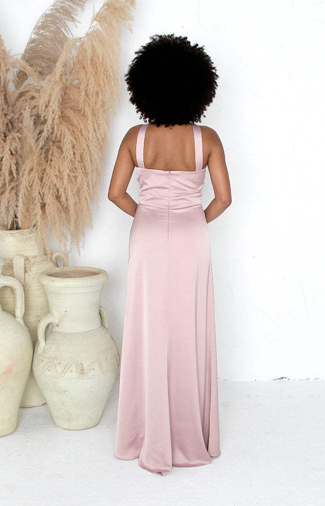 Lopez Satin Gown - Dusty Rose