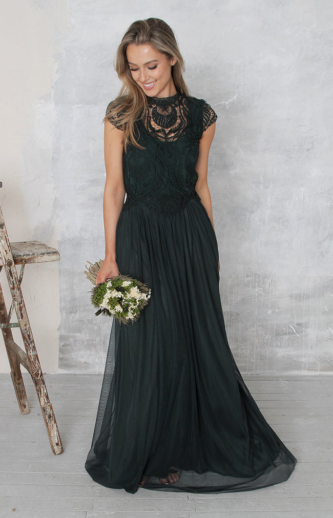 Phoebe Tulle Skirt - Forest Green