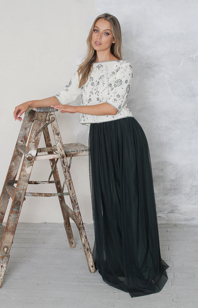 Phoebe Tulle Skirt - Forest Green
