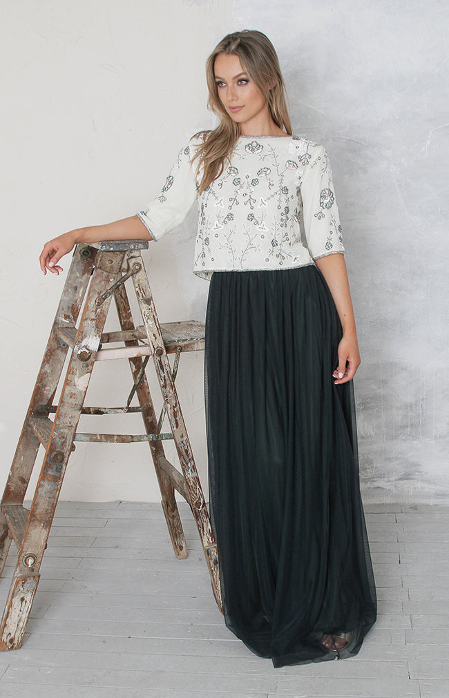 Phoebe Tulle Skirt - Forest Green