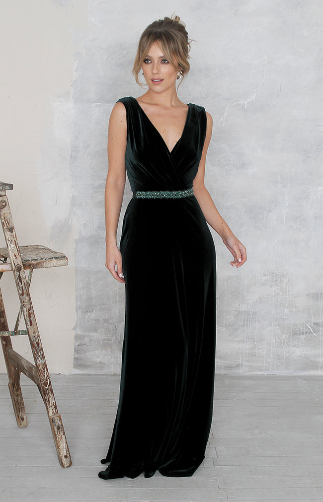 Marissa Velvet Gown - Forest Green