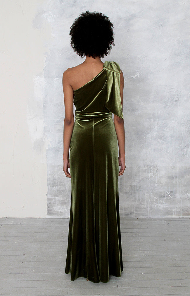 Fleur Velvet Gown - Olive