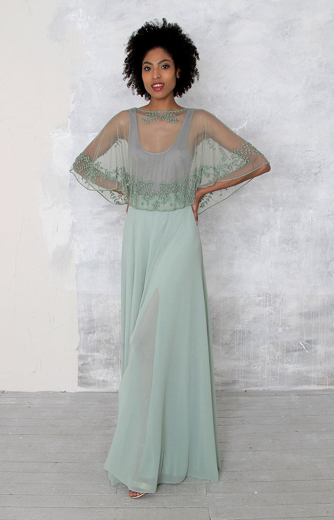 folkster sage green dress Cecilia - DZ26C043