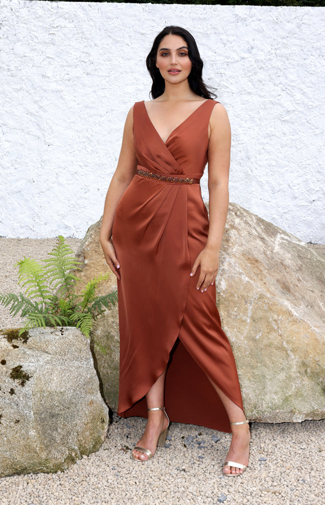 Fabia High Back Gown - Rust