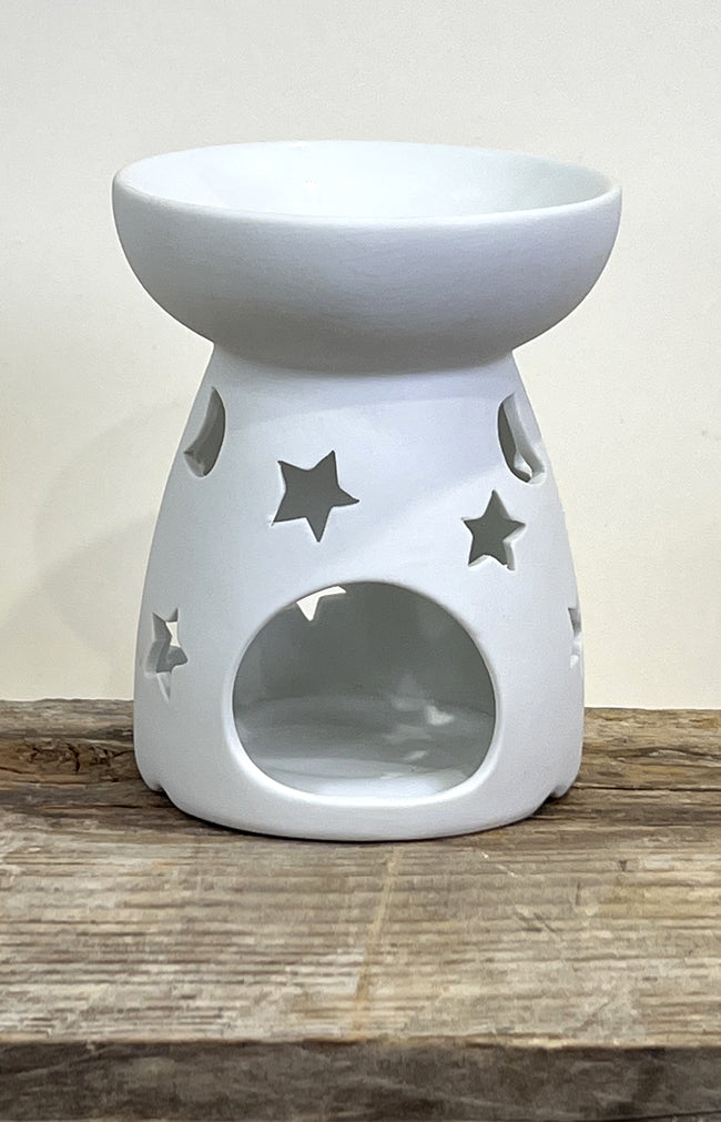 Oil Burner Porcelain - Moon/Stars - 10x11x10cm