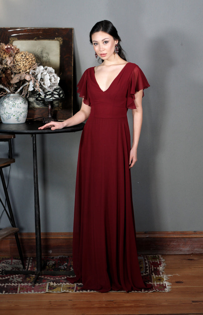 Burgundy Maye Gown | Chiffon Formal Long Evening Dress by Folkster Burgundy Maye Gown | Chiffon Formal Long Evening Dress by Folkster