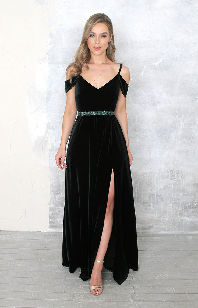 Luda Velvet Gown - Forest Green