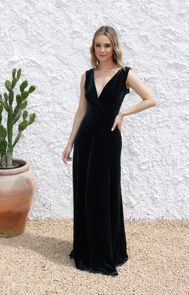 Marissa Velvet Gown - Forest Green