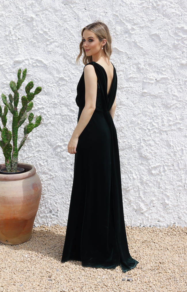 Marissa Velvet Gown - Forest Green