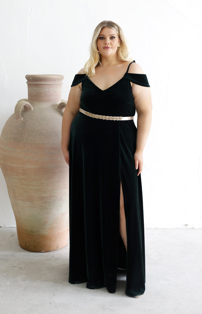 Luda Velvet Gown - Forest Green