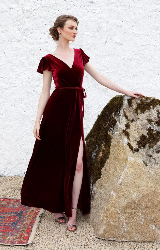 Tallie Velvet Gown - Burgundy