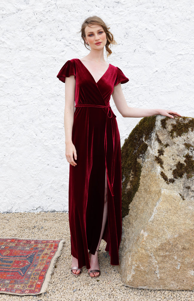 Tallie Velvet Gown - Burgundy