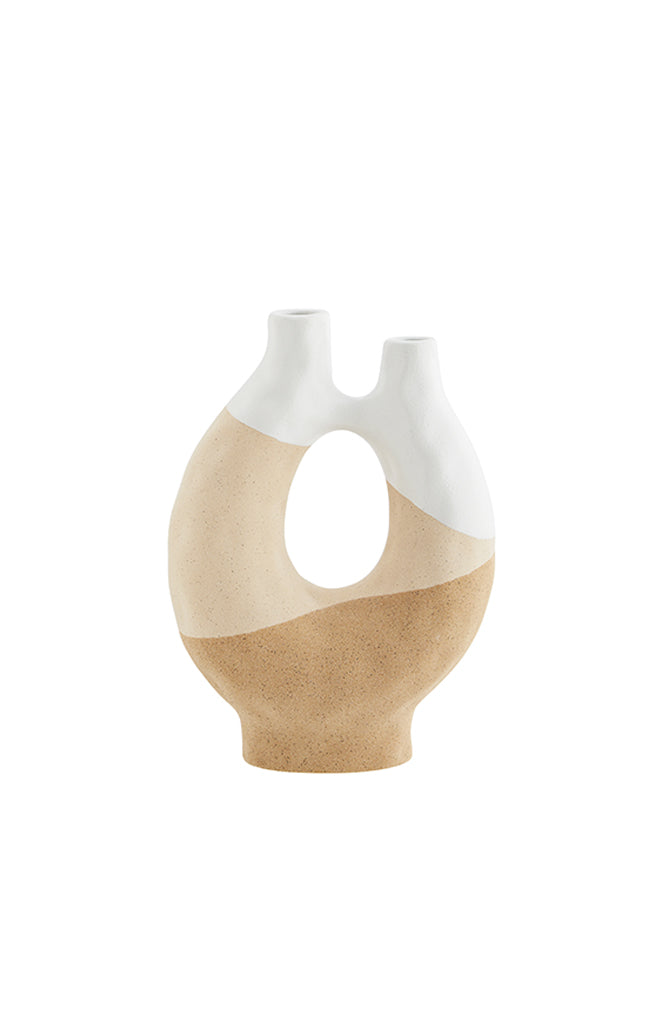 Stoneware vase w/ double opening