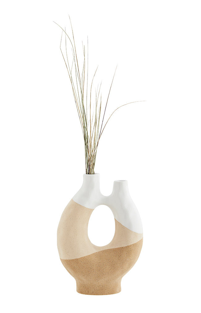 Stoneware vase w/ double opening