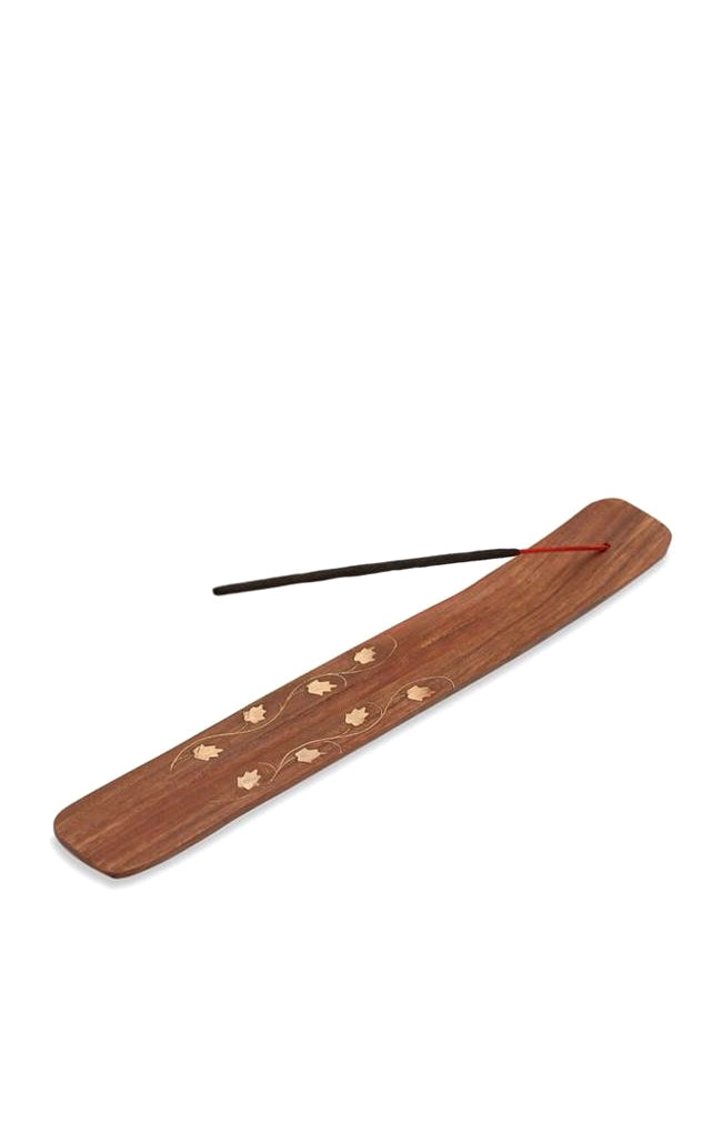 Incense Ski Holder with Brass Inlays (Floral)