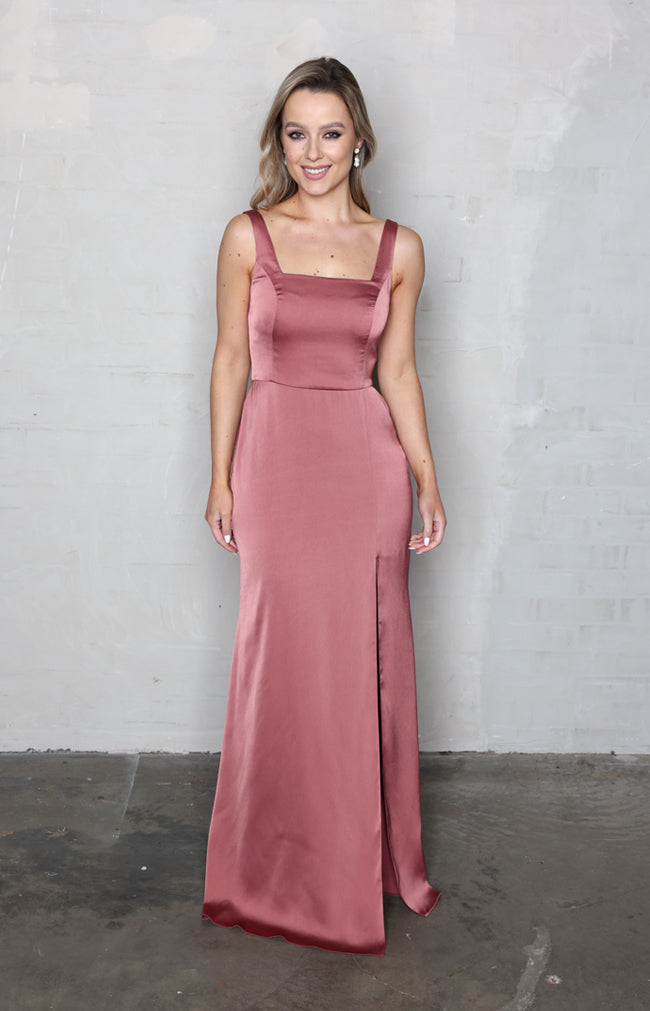 Edwina Satin Gown - Marsala