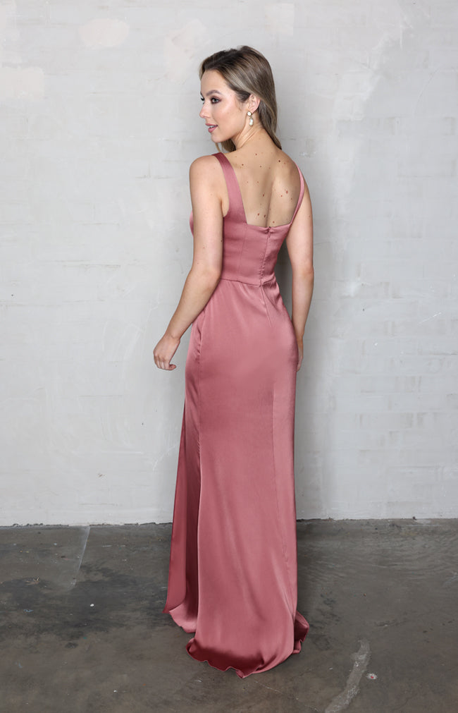 Edwina Satin Gown - Marsala