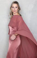 Fleur Satin Gown Detachable Bow - Marsala